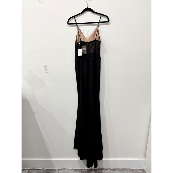 NWT Hello Molly I Come Alive Plunging V-Neck Slit Maxi Dress Black Womens Size L - Picture 3 of 6
